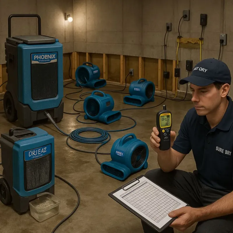 Structural Drying and Dehumidification process in Lathrup Village, MI